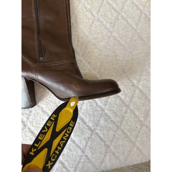 Vintage Authentic 70’s Women’s Brown Leather Knee High 3 Inch Heel Boots. 5 1/2 - Picture 9 of 16
